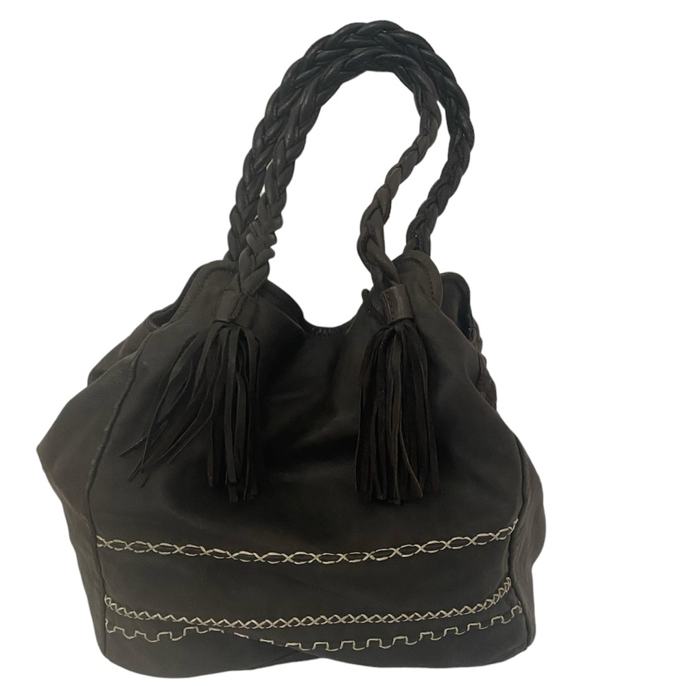 NICOLI Brown Genuine Leather Made in Italy Shoulder Bag